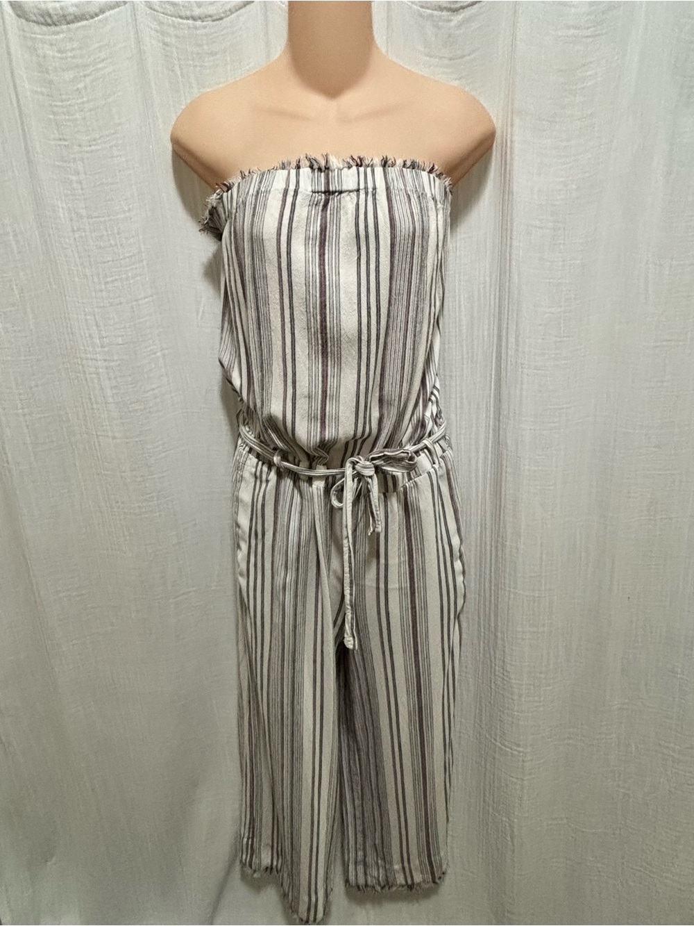 Anthropologie Cloth & Stone strapless linen blend jumper Size M